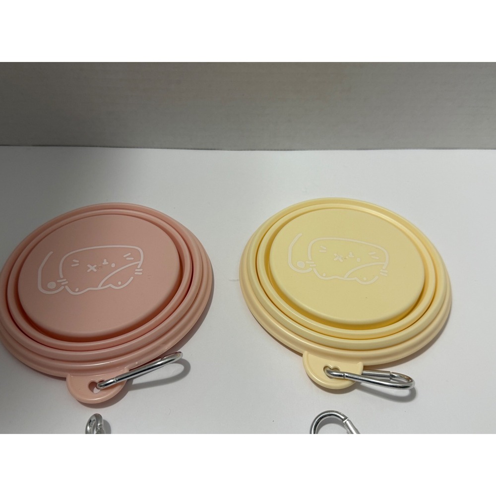 4 Collapsible Silicone Dog Bowl Cat Bowl Food Water Travel Bowl with Carabiner